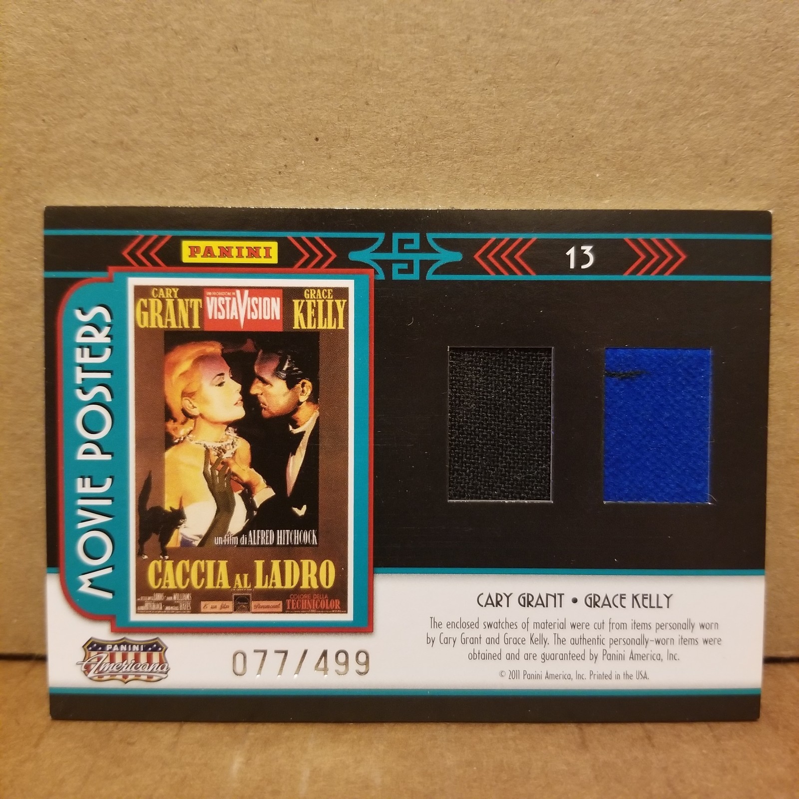 2011 Panini Americana Movie Posters Dual Materials #13 Cary GRANT Grace KELLY