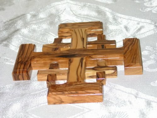 Jerusalem Cross Olive Wood Holy Land Handmade Bethlehem Crusaders’ Cross
