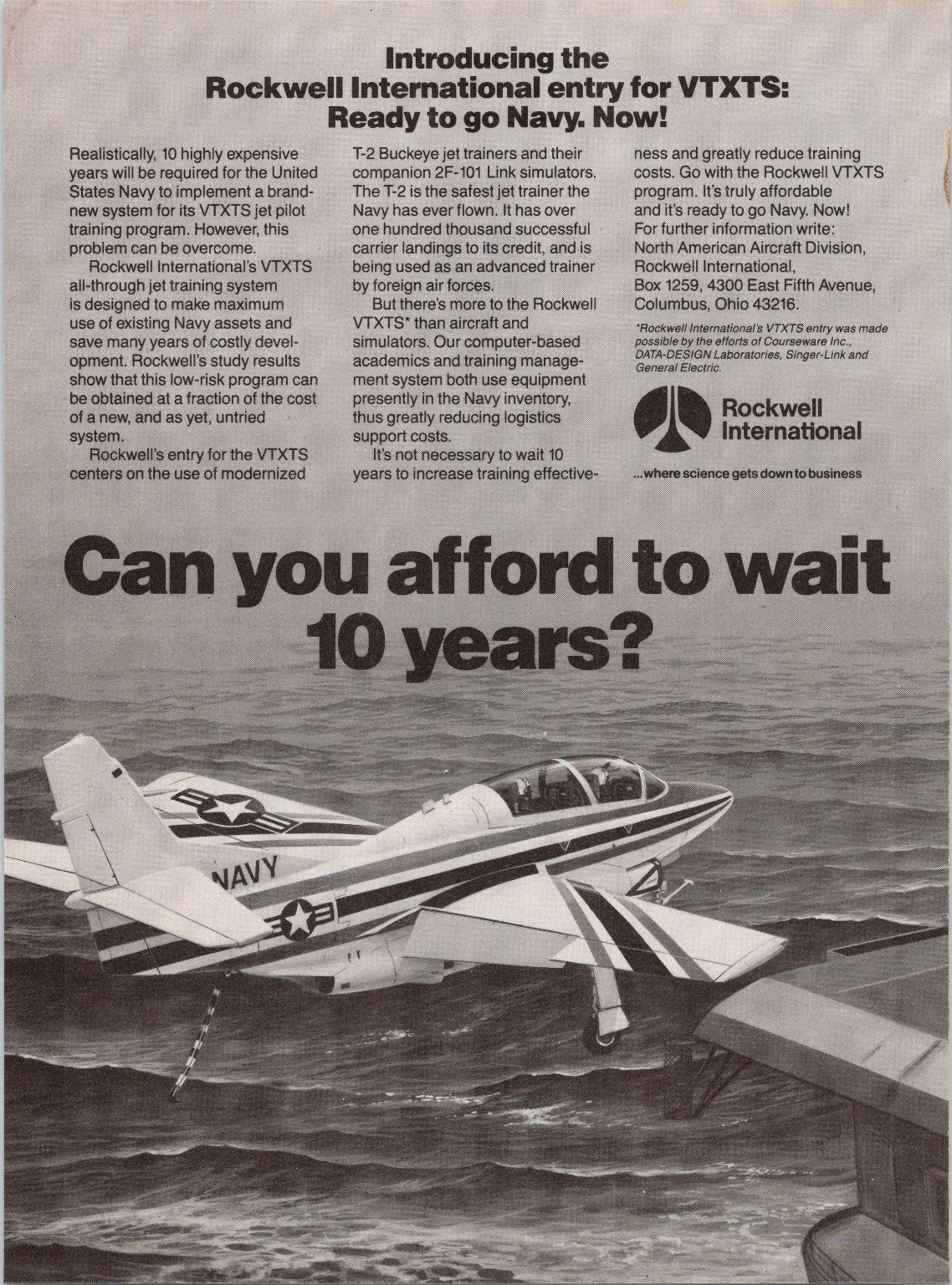 Rockwell International VTXTS Navy Jet Pilot Training System Magazine Ad 1980s