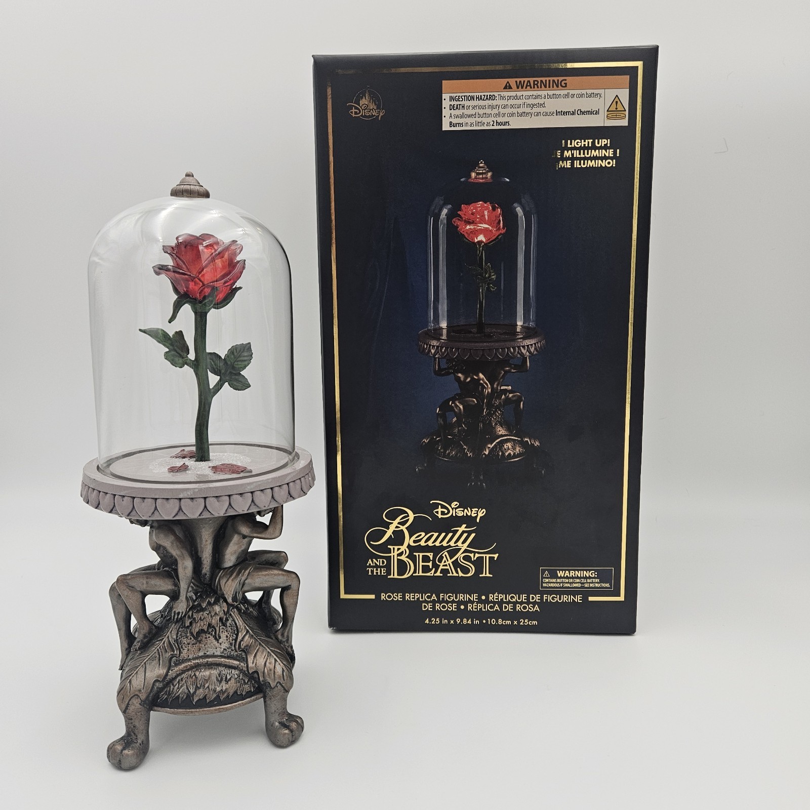 Disney Parks Beauty and the Beast Light-Up Enchanted Rose Replica Figurine – NEW