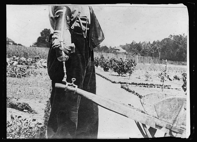 French Wounded Wheelbarrow Apparatus La Maison Blanche 1918 WWI Rehab