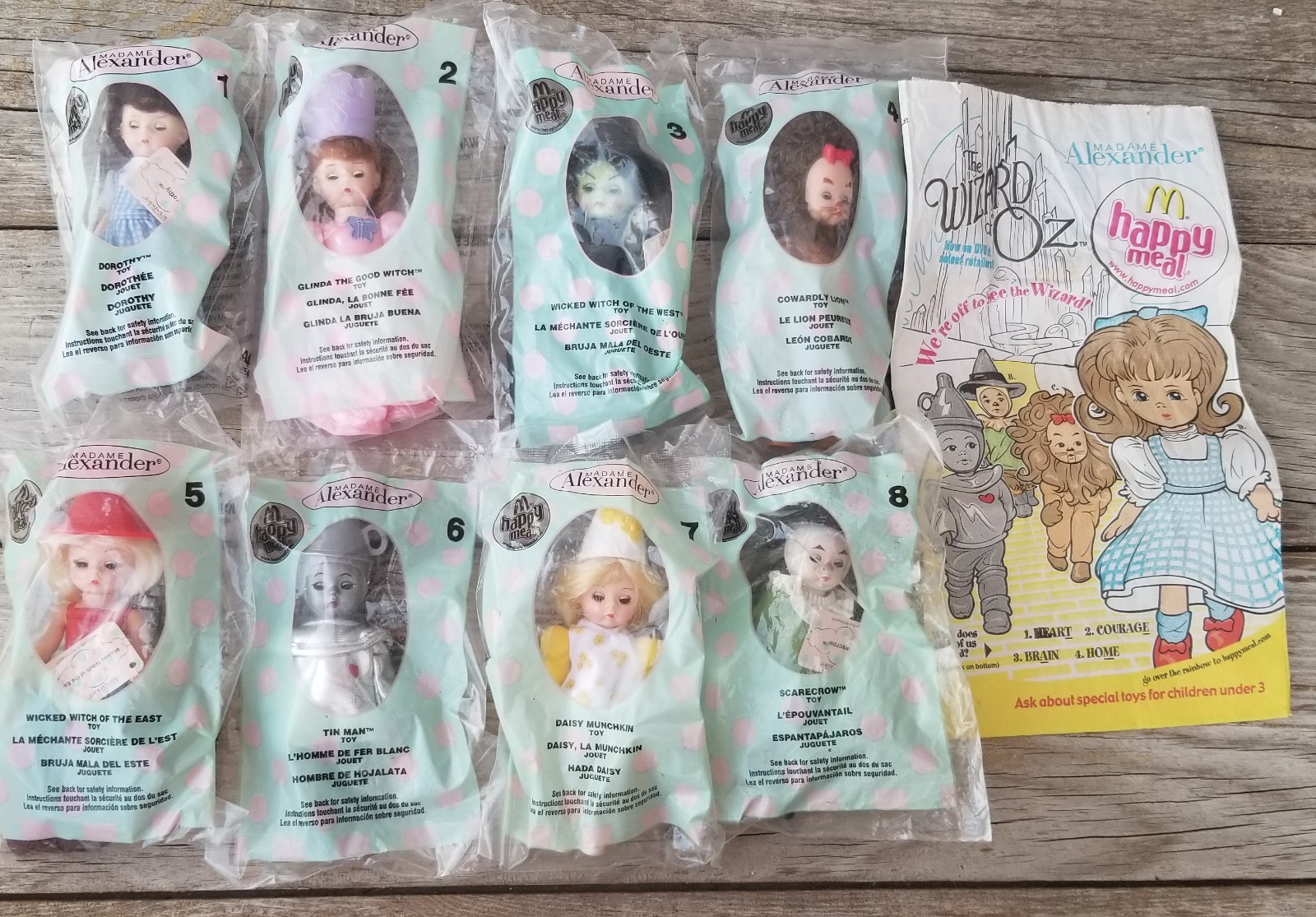 Mcdonalds Madame Alexander WIZARD OF OZ 1-8 Complete Set 2007 Happy Meal Dolls