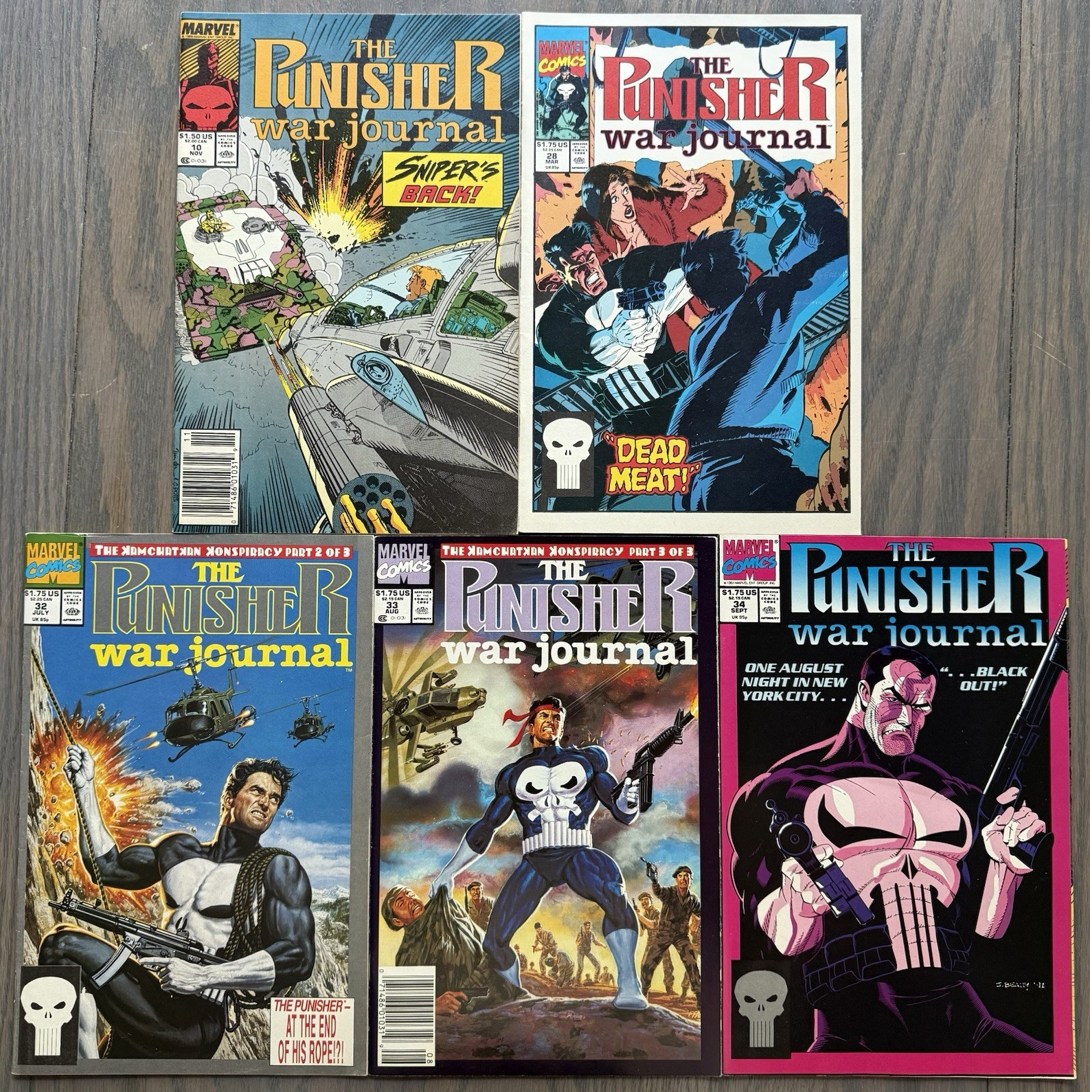 Punisher War Journal Comic Lot 5 Issues 10 28 32 33 34 Marvel Comics