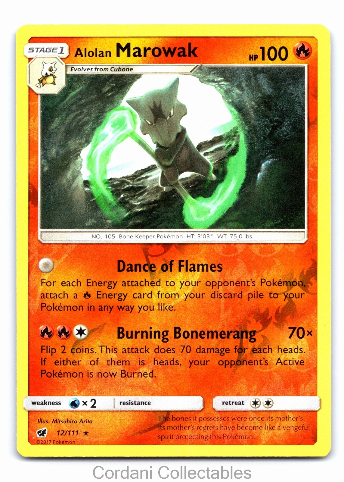 Alolan Marowak 12/111 – Crimson Invasion – Reverse Holo – Pokemon Card