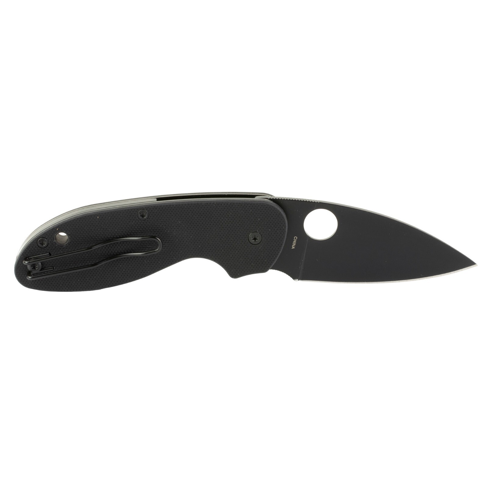SPYDERCO Efficient Folding Black Oxide Plain Blade Blk G10 Handles C216GPBBK