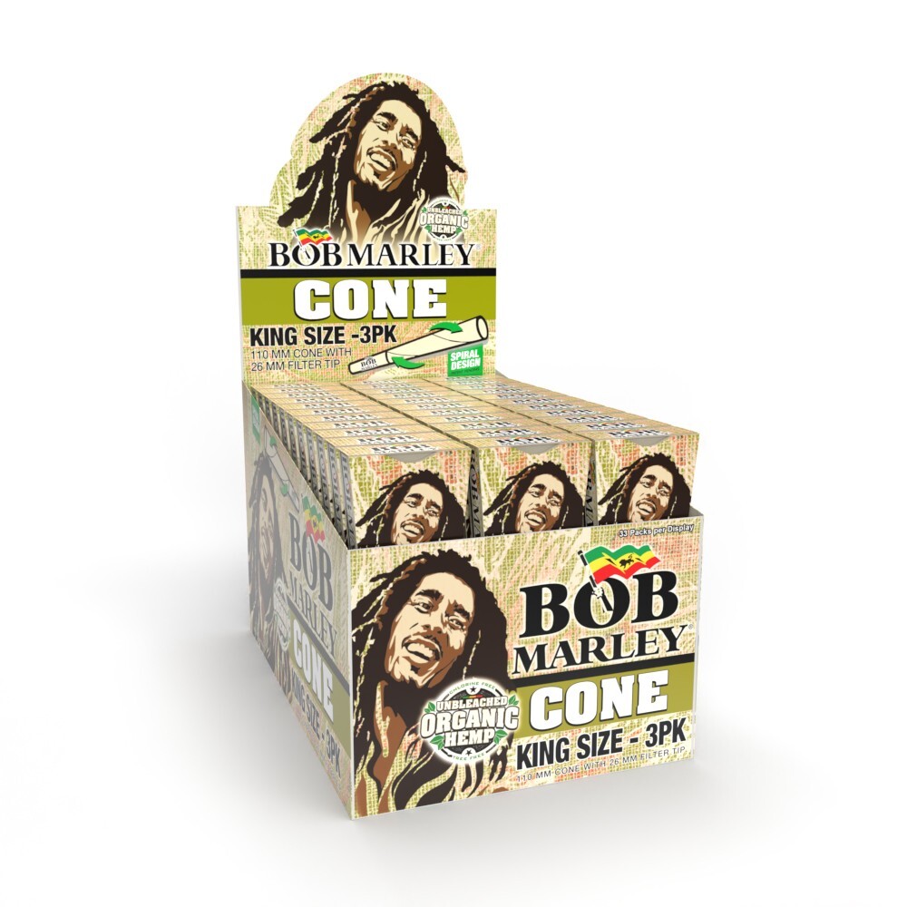 Bob Marley Organic Cones – King Size Cones (110mm) – 33 Pack (Full Display Box)