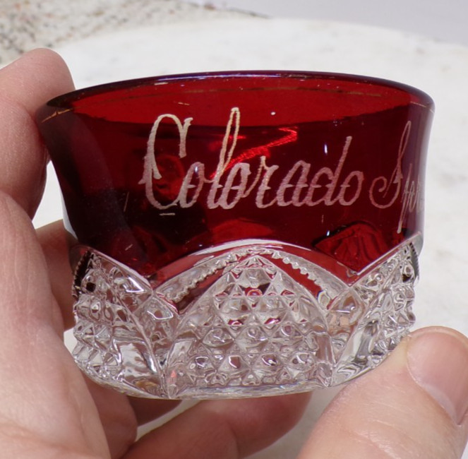 Red Ruby Flash Souvenir Colorado Springs Colorado Advertising Handled Cup