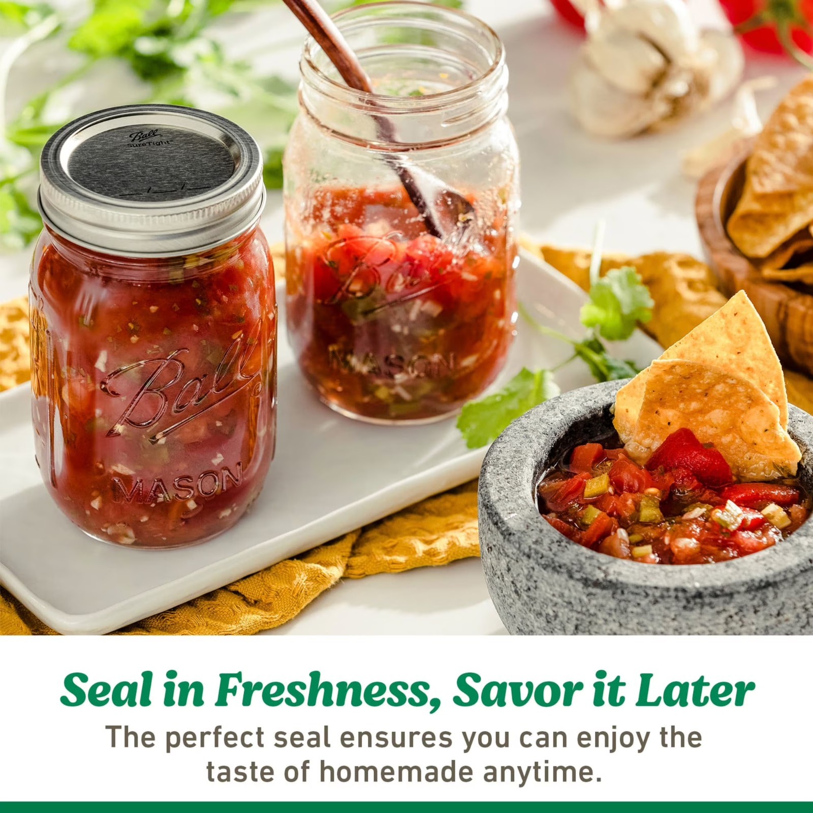 Ball Glass Mason Jar W/Lid,Band,Wide Mouth,64 Ounces, 6 Count.