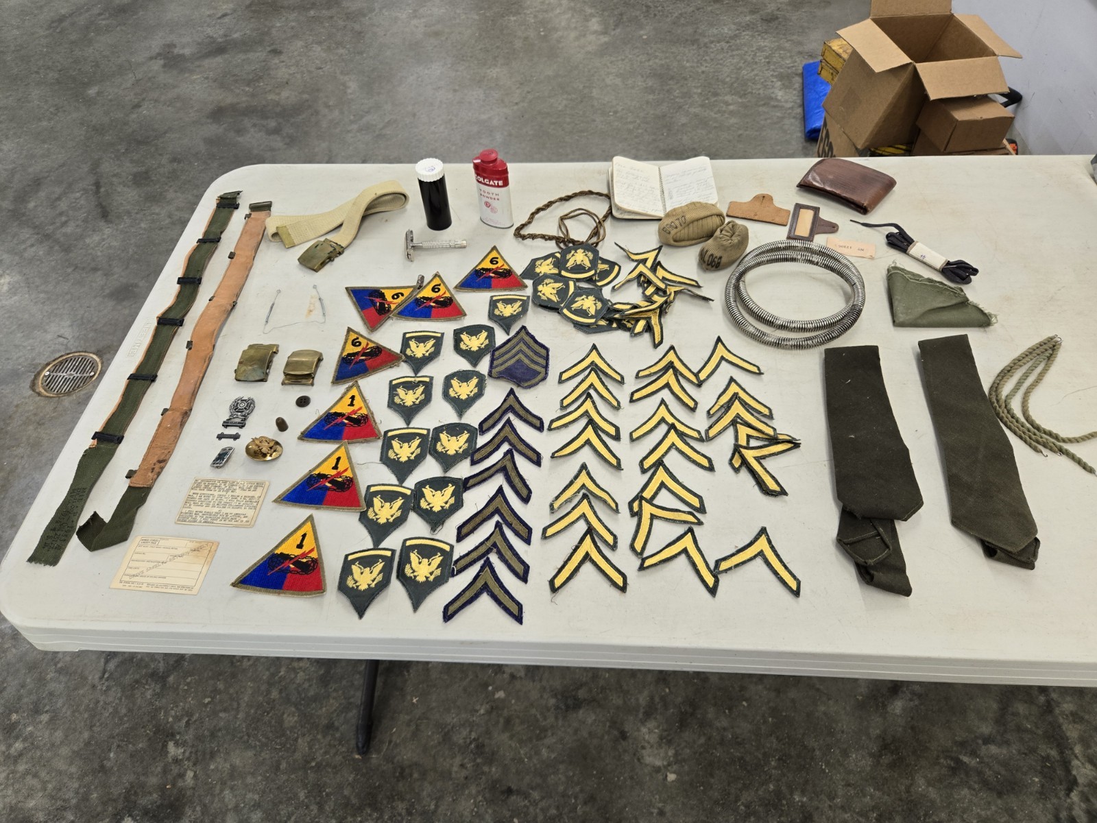 Various 1950’s Military Service Items,Patches,Medals,Conduct bookletsSweatbands