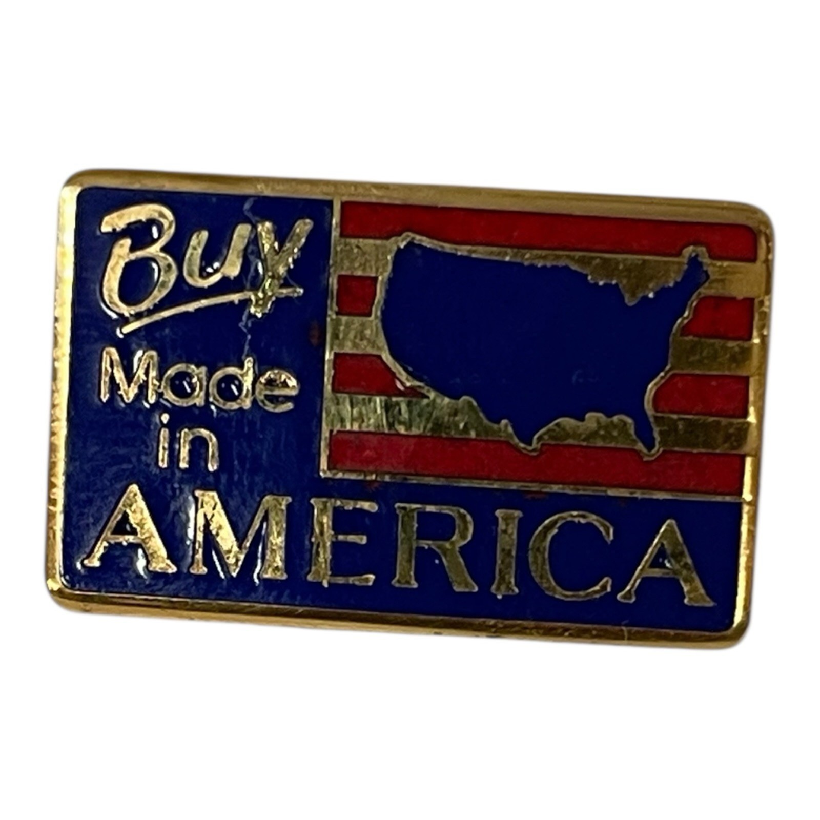 Vintage Buy Make In America Pin US Flag Hat Pin