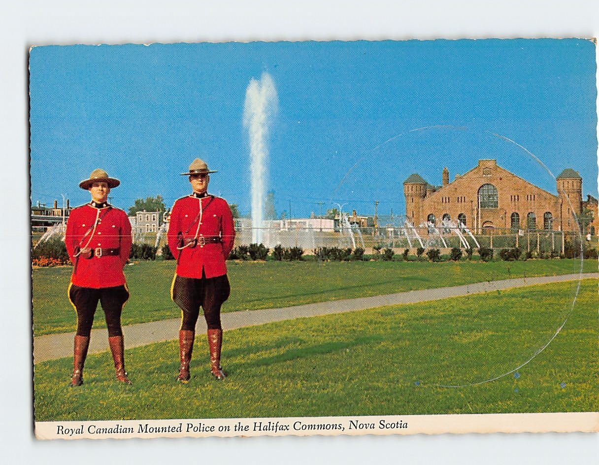 Postcard Royal Canadian Mounted Police on the Halifax Commons Nova Scotia Canada