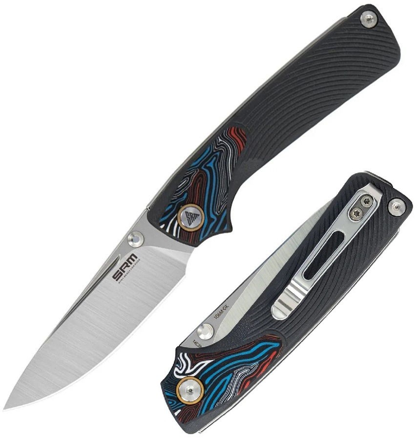 SRM Knives Dome Slipjoint Folding Knife 3″ 14C28N Sandvik Steel Blade G10 Handle