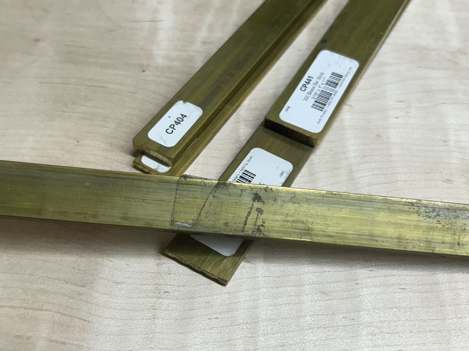 C360 Brass Certified Bar stock various sizes offered in 12” lengths 1/8 3/16 1/4