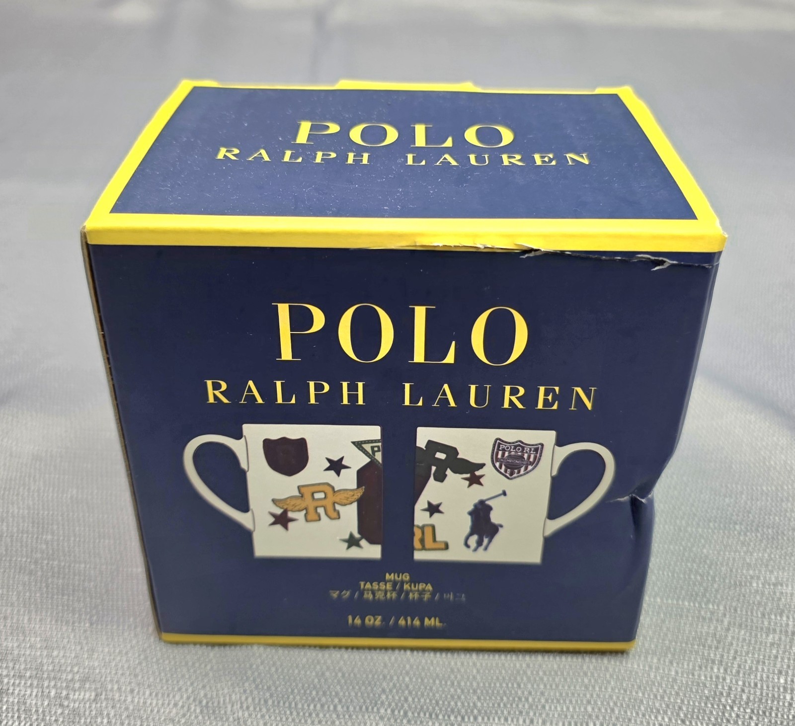 NWB Polo Ralph Lauren 14oz Porcelain Coffee Tea Mug State Champ 1967 White Vtg