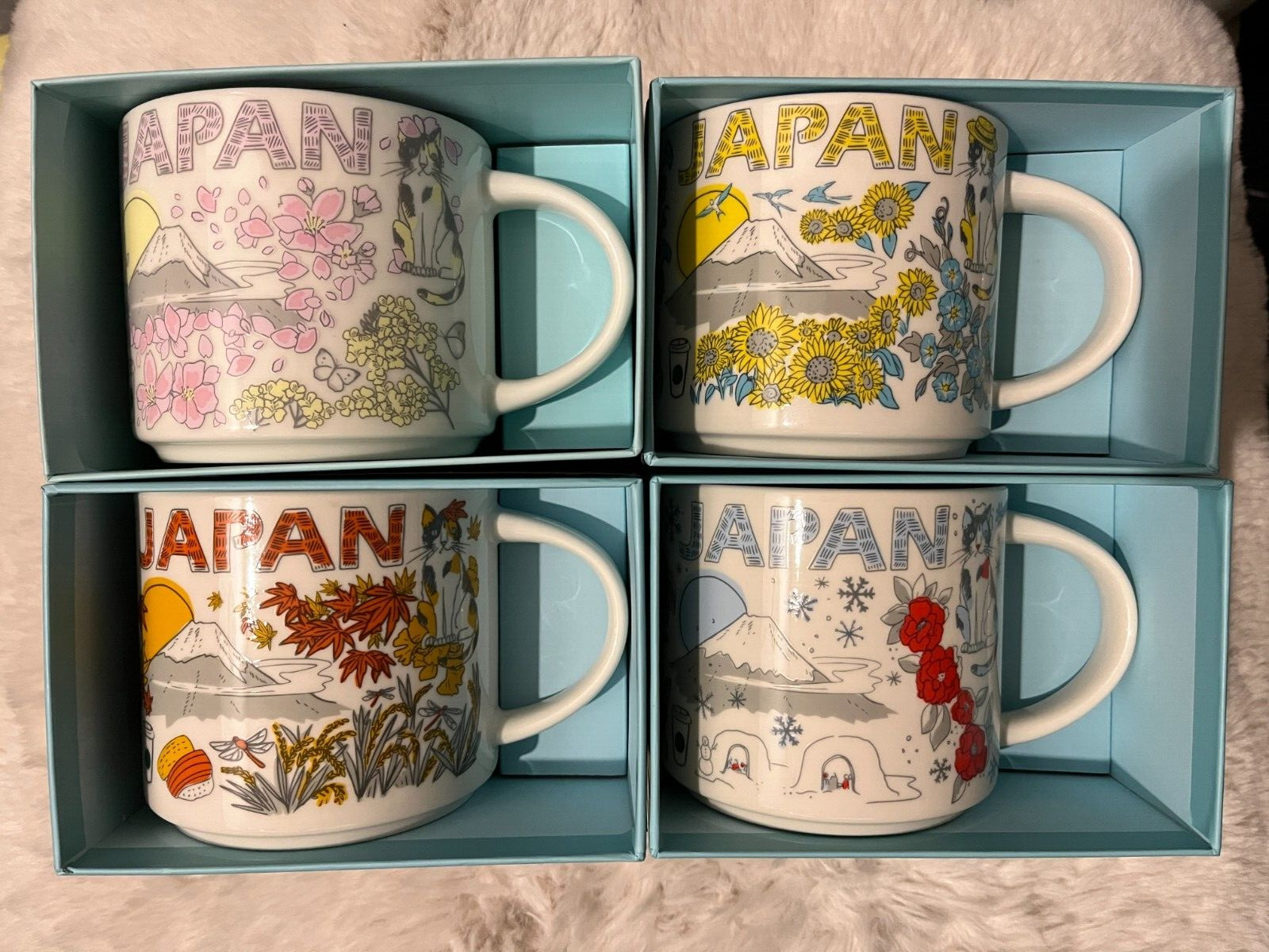 Japan Spring Summer Autumn Winter Starbucks Coffee Mug 14oz / 4 Mugs