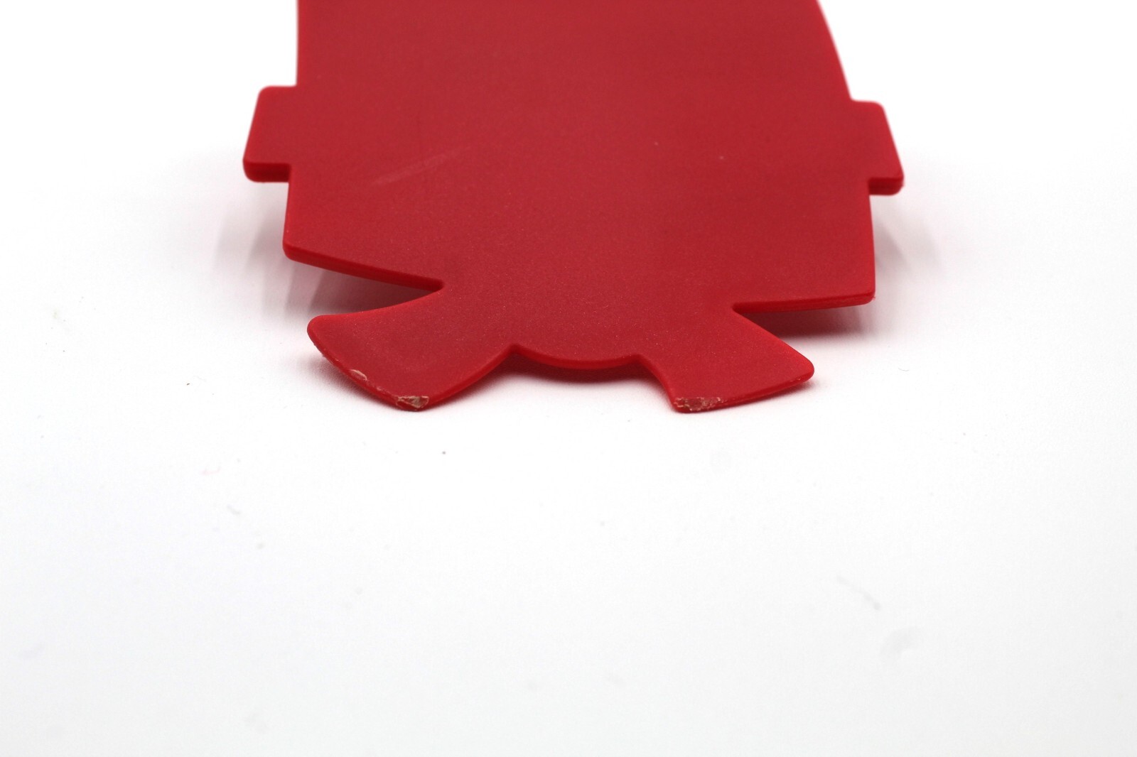 Red Unique Shaped Hard Plastic Spatula 12” With Metal and Red Silicone Handle