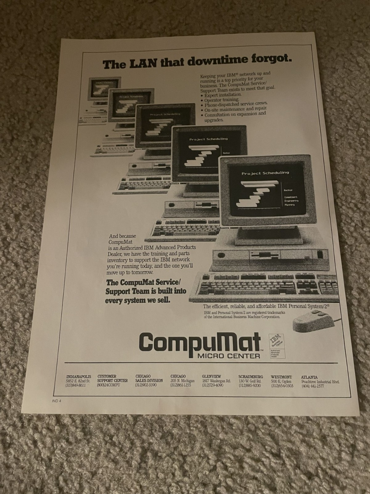 Vintage 1989 COMPUMAT MICRO CENTER STORES IBM PERSONAL COMPUTER PRINT AD 1980s