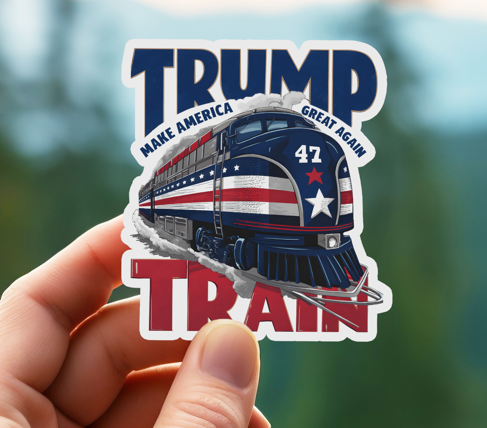 NEW – TRUMP TRAIN 2024 “Make US Great AGAIN” Glossy Vinyl Sticker 3×3.5 INCHES