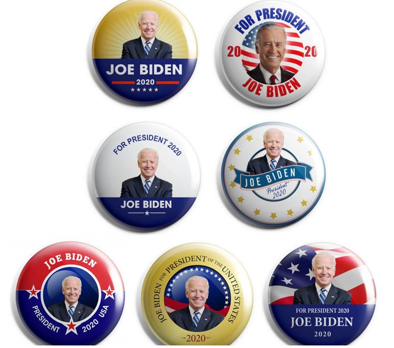 Joe Biden 2020 Campaign Button Set of 6 Plus 1 FREE – 2.25 inch pins