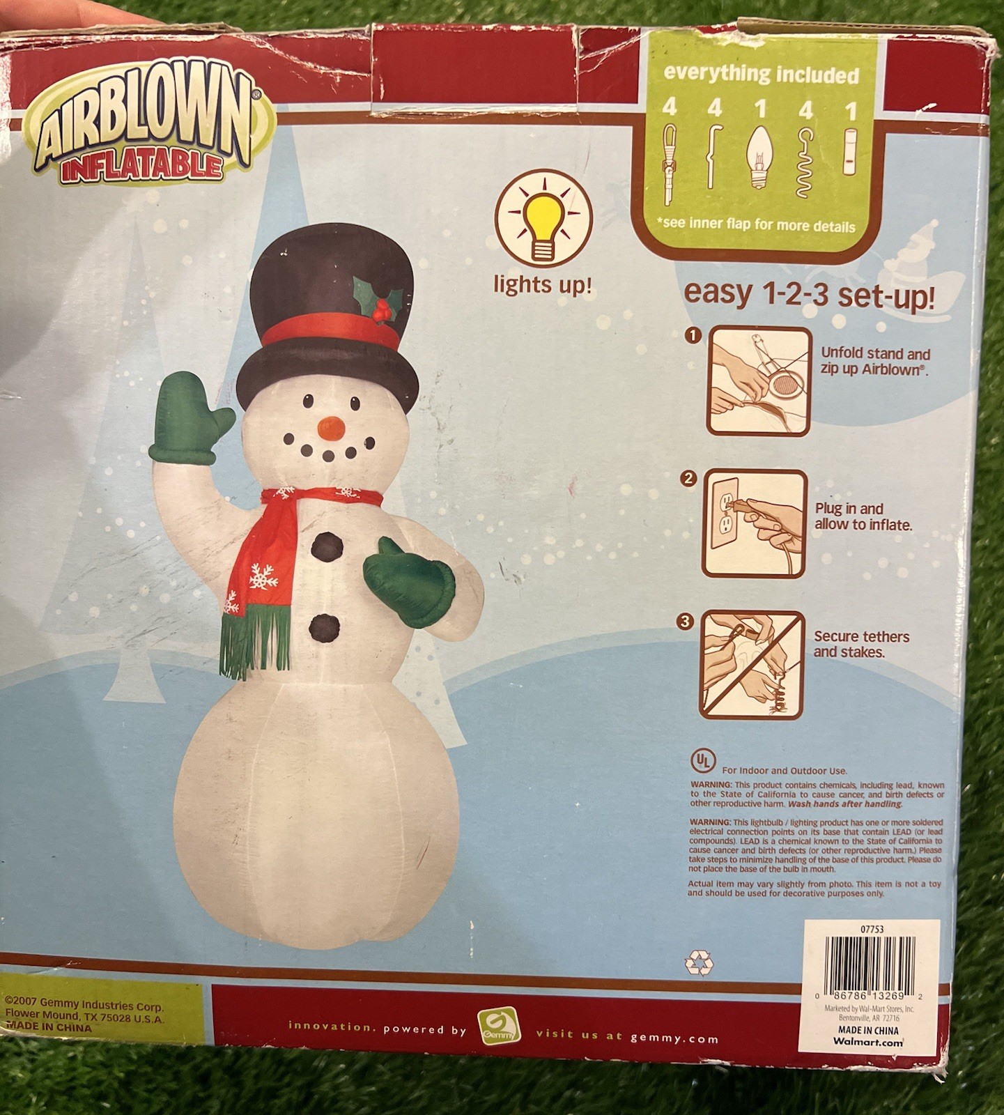 Gemmy 8ft Airblown Inflatable Snowman Light Up Tested Working Christmas 2007