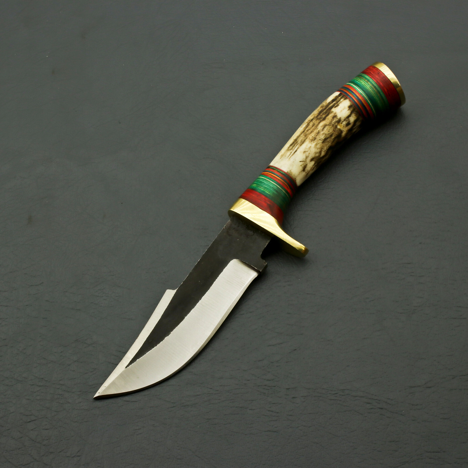 CUSTOM MADE HAND FORGED Railroad Spike Carbon Steel HUNTING KNIFE – STAG/ANTLER
