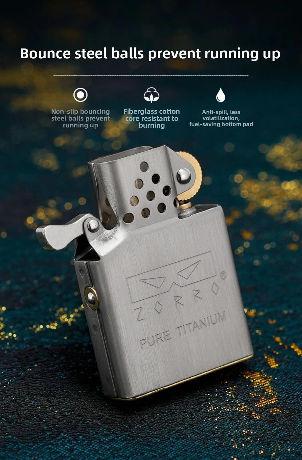 ZORRO Titanium Inner Tank Windproof Insert Flint Wheel for 902 912 912s Lighter
