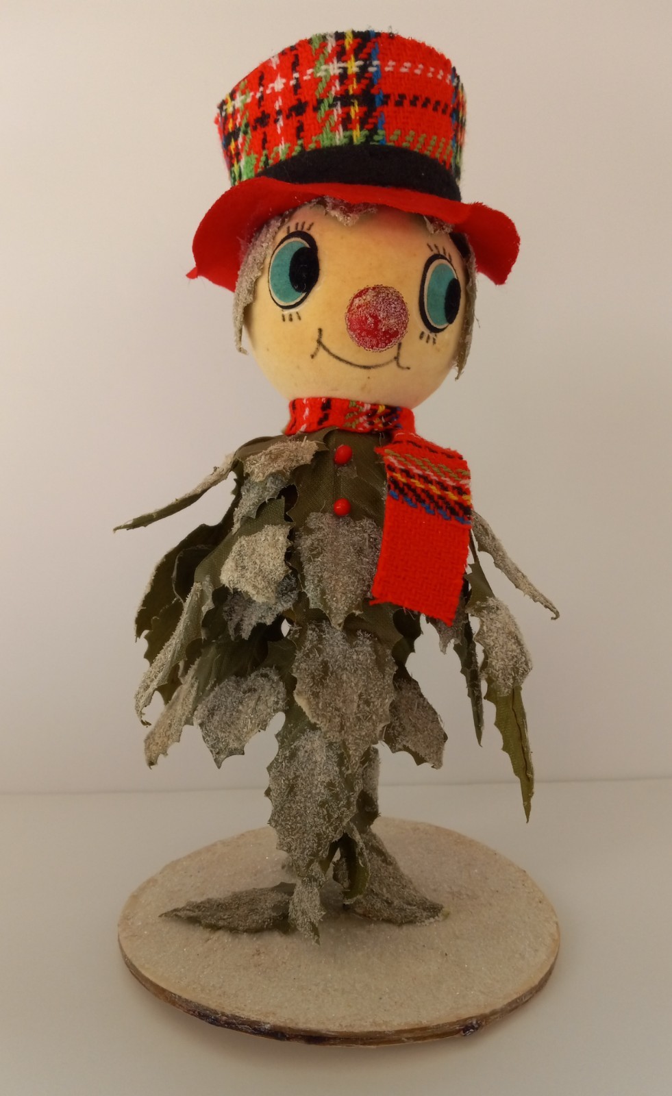 Vintage Christmas Holly Leaf Snowman Figure Japan