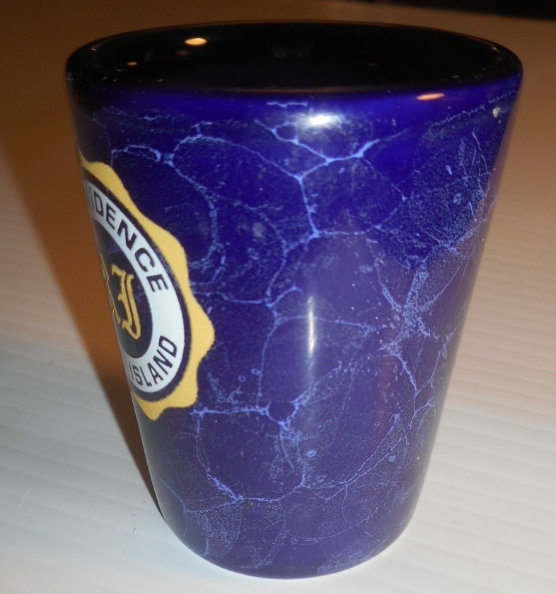 Providene Rhode Island Marbleized Blue Shot Glass 2-1/2″ High x 1-3/4″ Wide