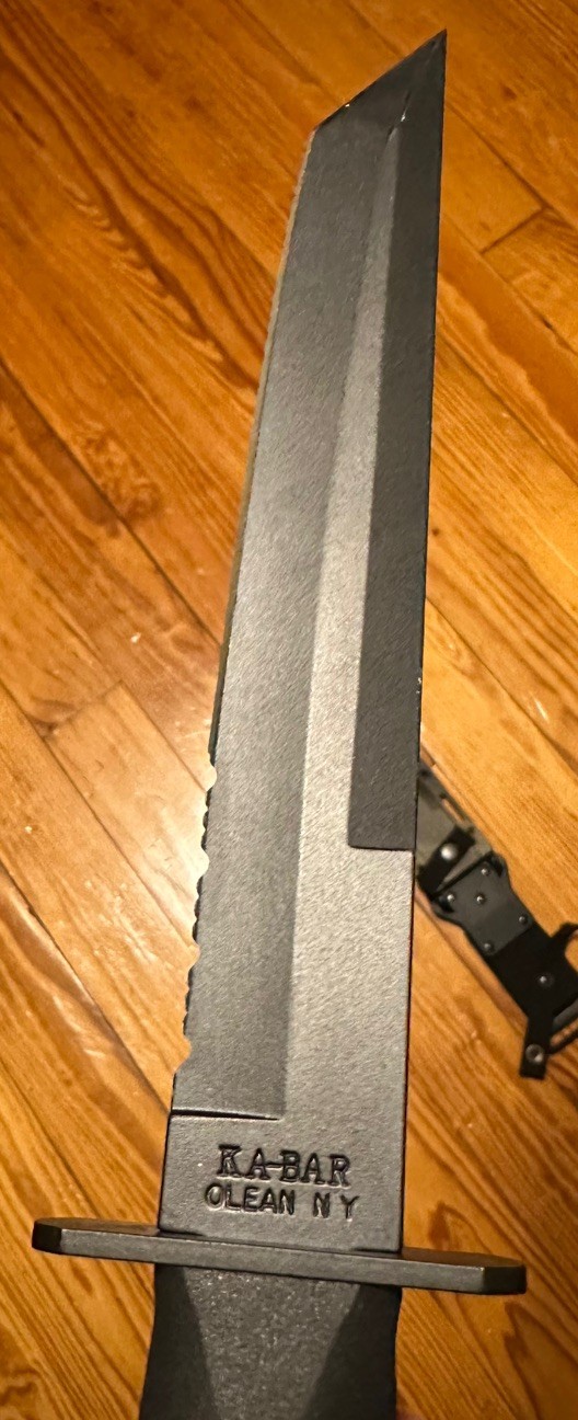KA-BAR Tanto Fixed Blade Knife Partially Serrated w/ Sheath