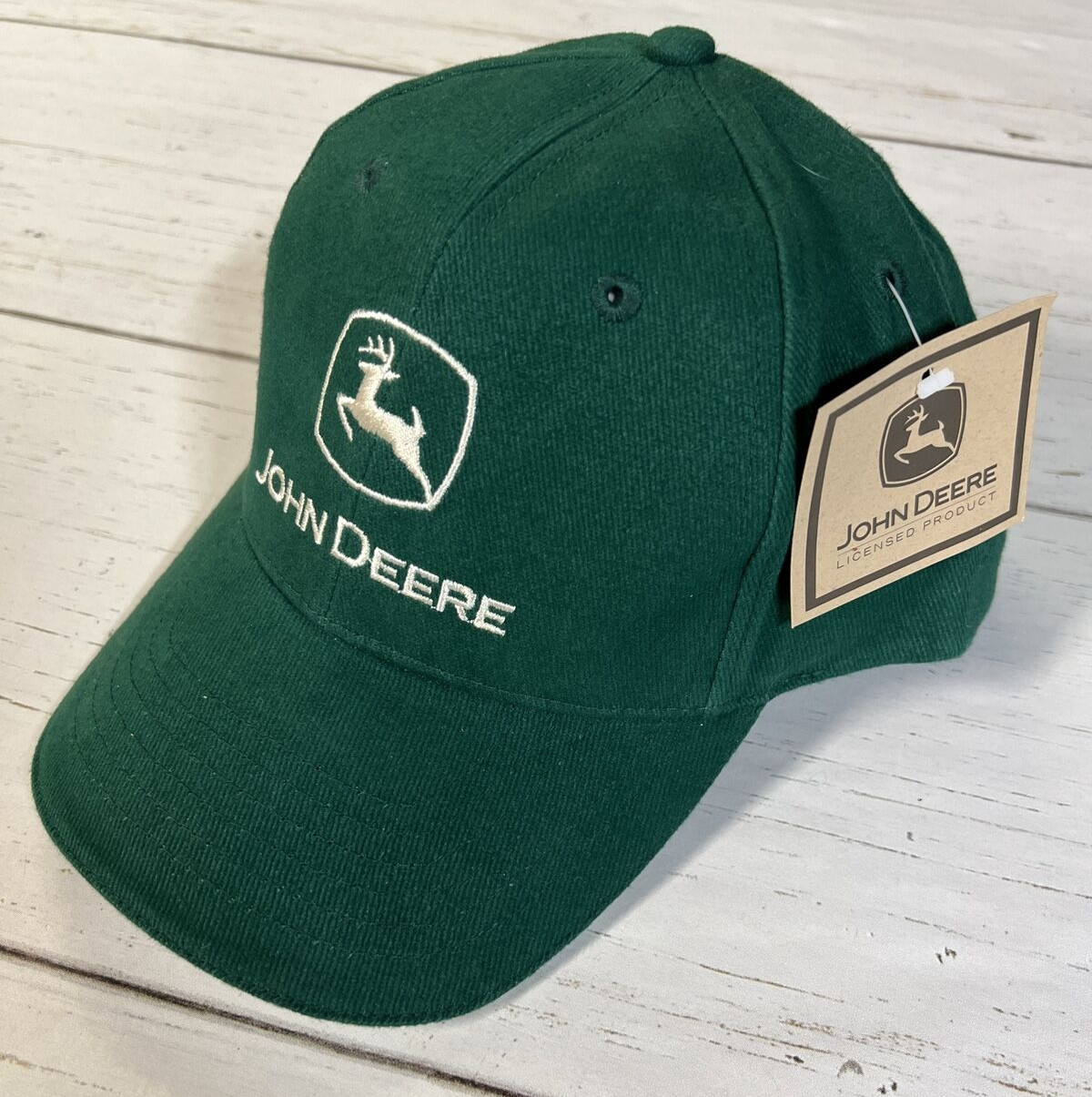 JOHN DEERE Green Hat NWT, 100% Cotton, Pre-Curved Printed Bill, New, NOS