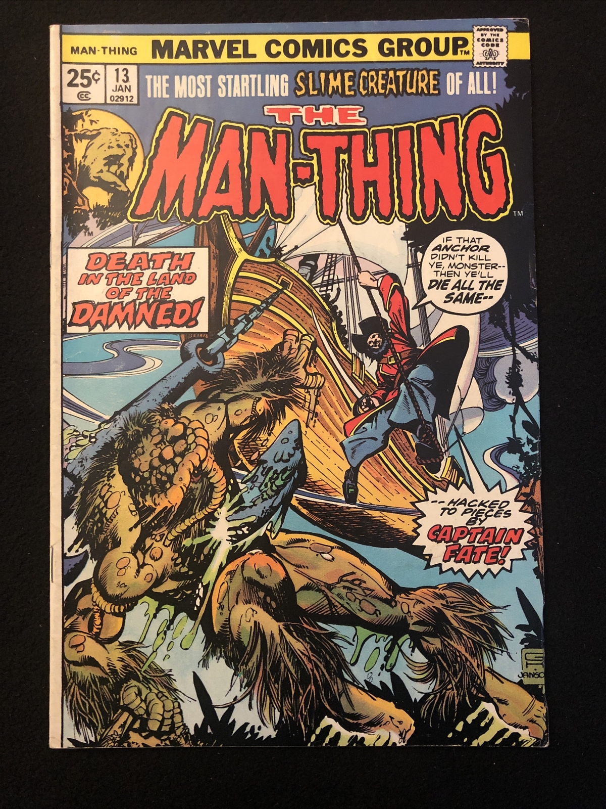 THE MAN THING 13 6.5 MARVEL 1975 CAPTAIN FATE EH