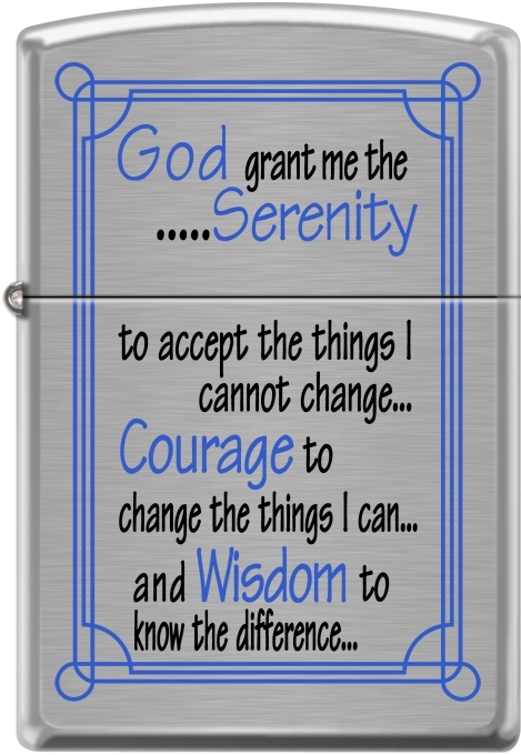 Zippo Serenity Prayer Satin Chrome Lighter 24355 NEW