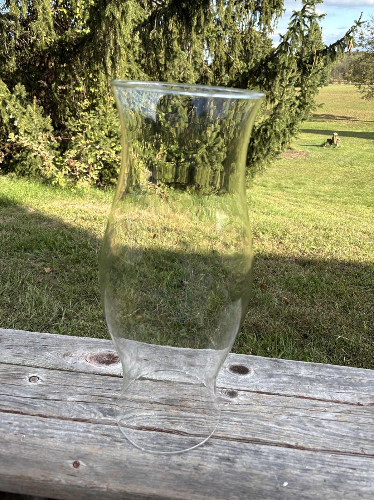 Large 14” Clear Glass Hurricane Lamp Candle Chimney Shade 5” Flared End Openings