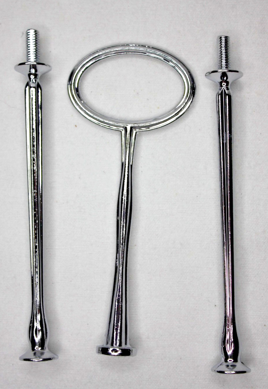 Two 2 or Three 3 Tier Tidbit Tray Hardware Silver Tone Oval Modern Handle