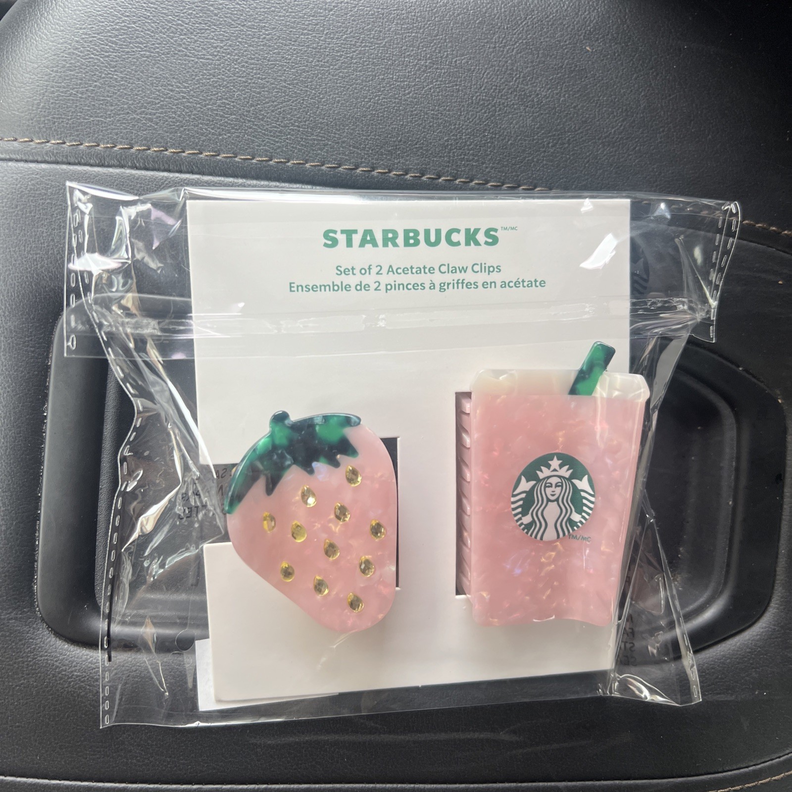 Starbucks Limited Edition Set Of 2 Hair Clips Strawberry & Pink Drink