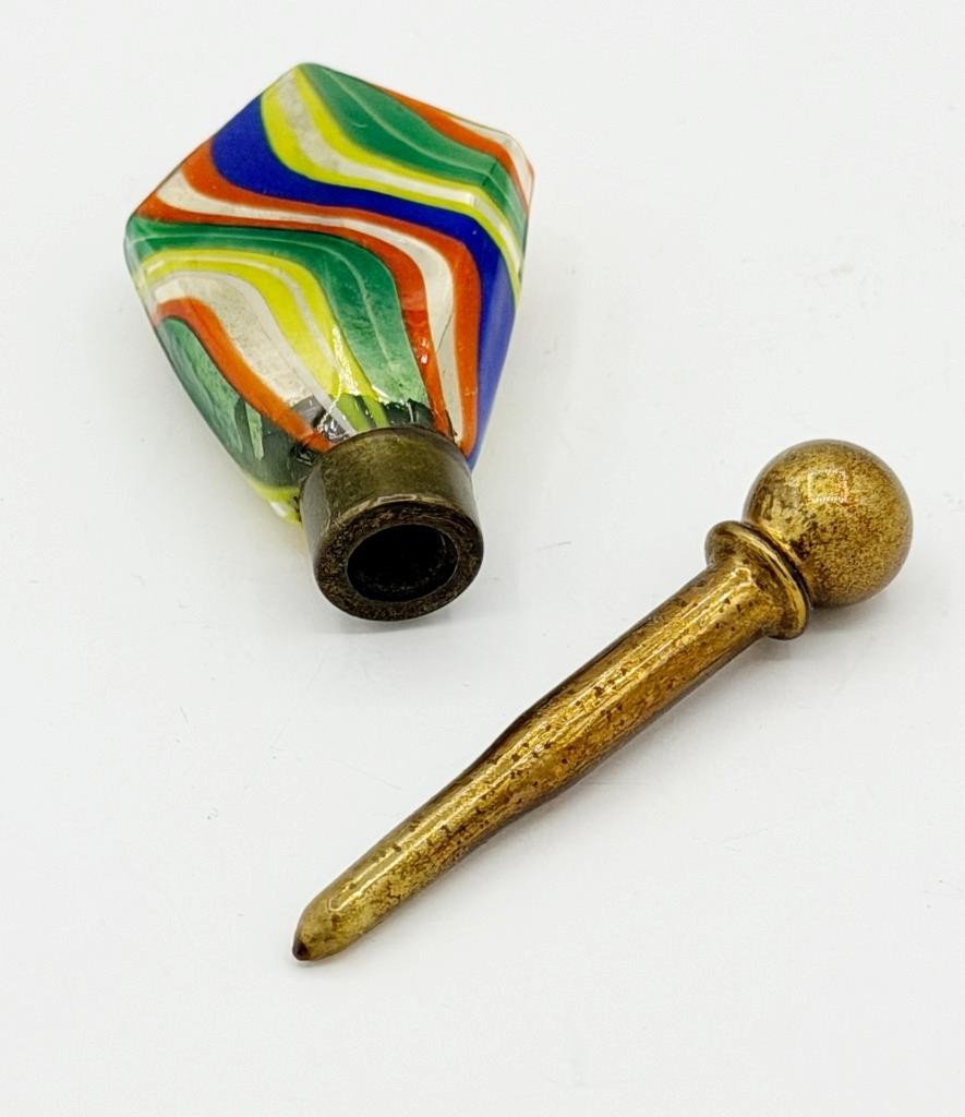 Antique German Multi-Colored Mercury Glass Perfume Scent Bottle #249