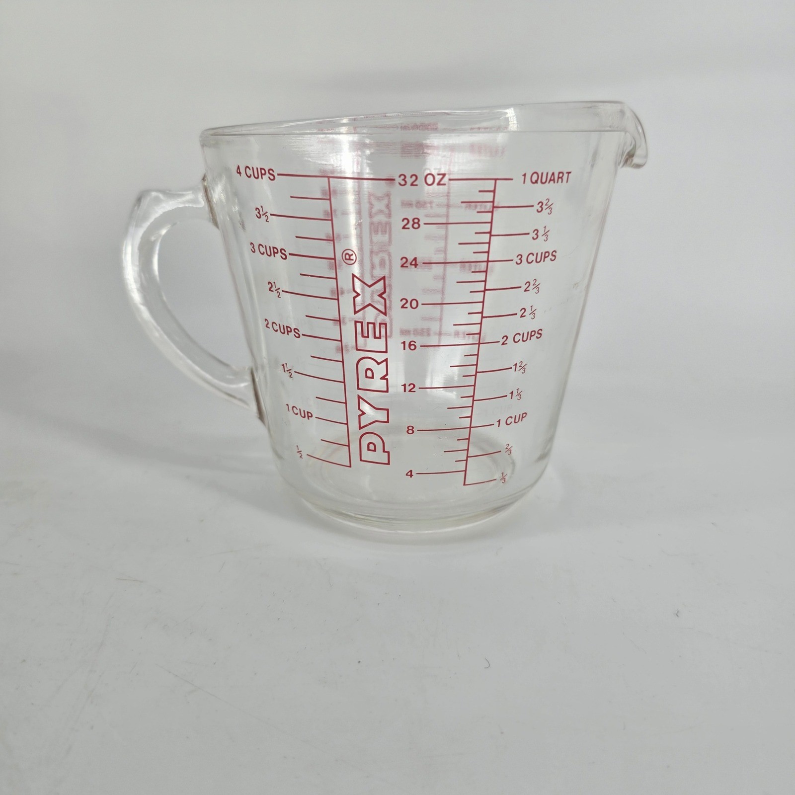 Vintage Pyrex D Handle Measuring Cup Set Red Block Letter 4 Cup 1 Cup 532 508