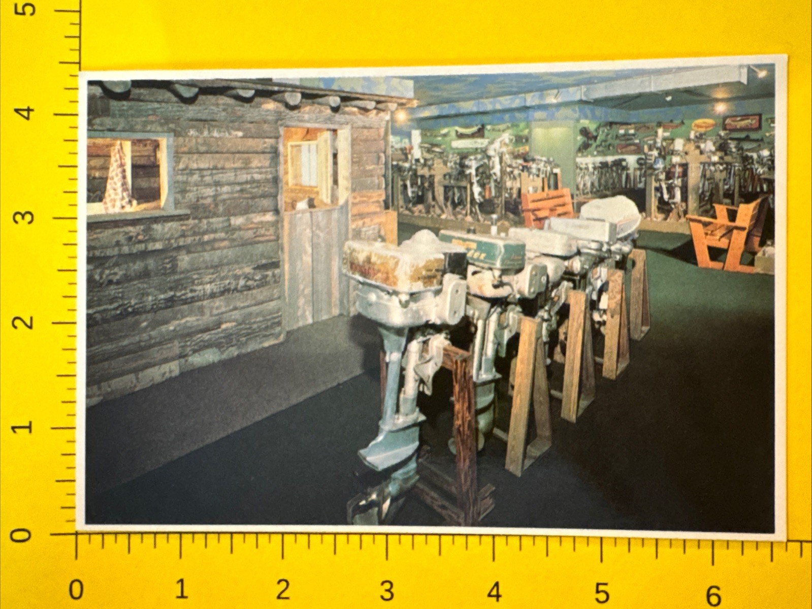 Postcard Hayward WI Freshwater Fishing Hall of Fame Outboard Motors Display