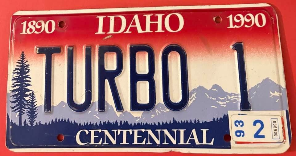 TURBO 1 Vanity License Plate Idaho Fein Movie Cinema