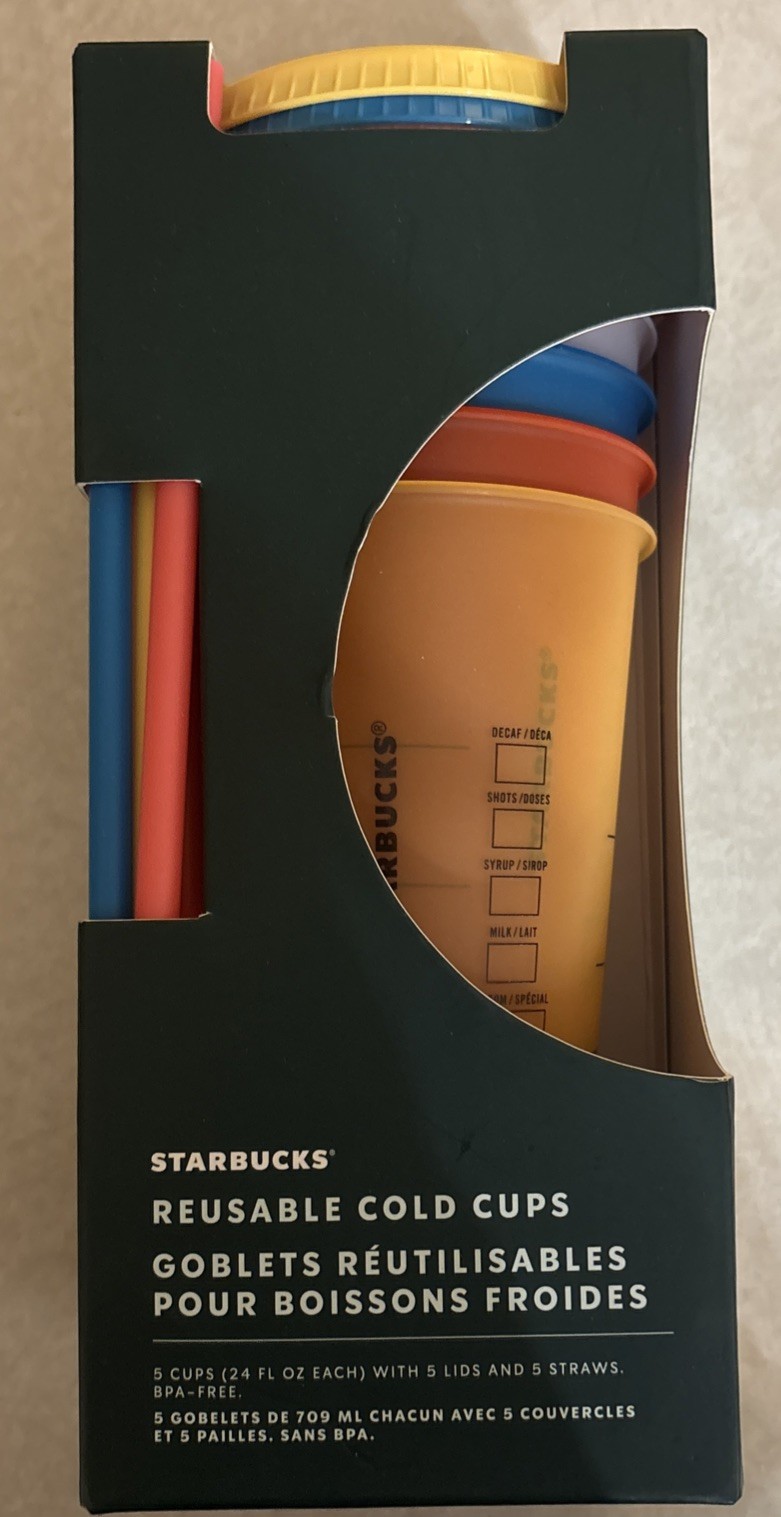 Starbucks Reusable Cold Cups 2020 5 Pack 24 oz Chill Summer Retro Color Cups