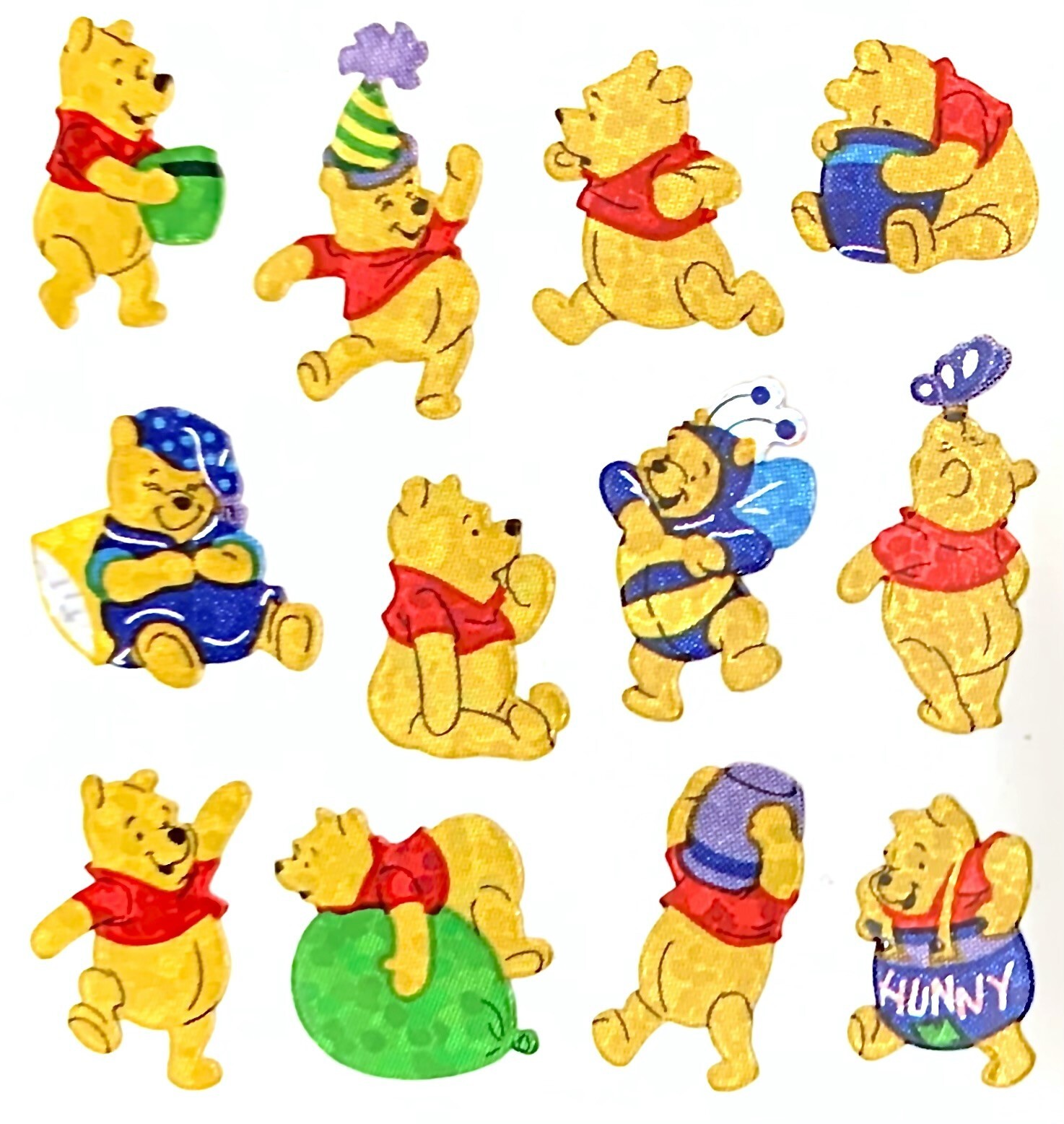 WINNIE THE POOH Micro Glittery Sandylion Stickers ~VINTAGE~