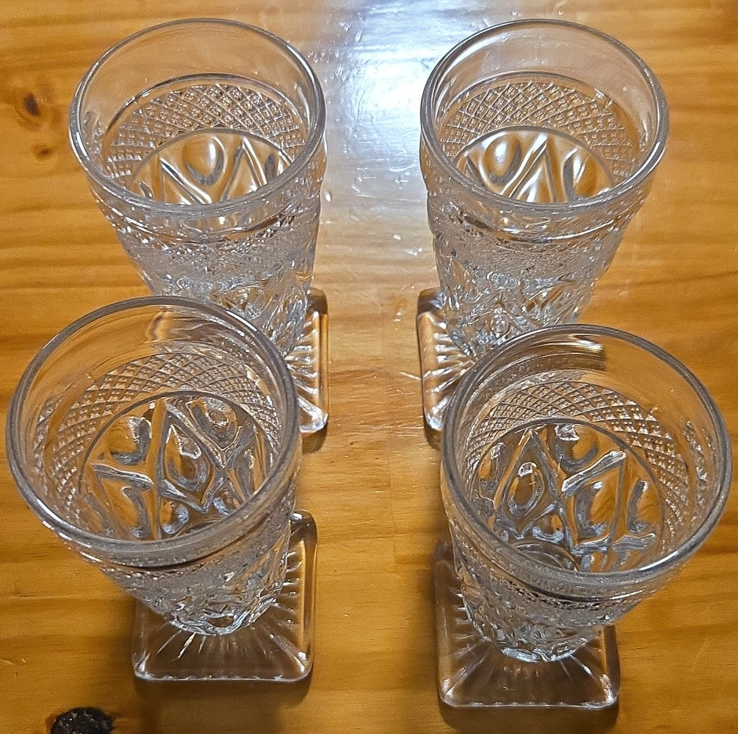 Imperial Glass Cape Cod Clear Foooted Juice Glasses. Set Of 4. 5.25″