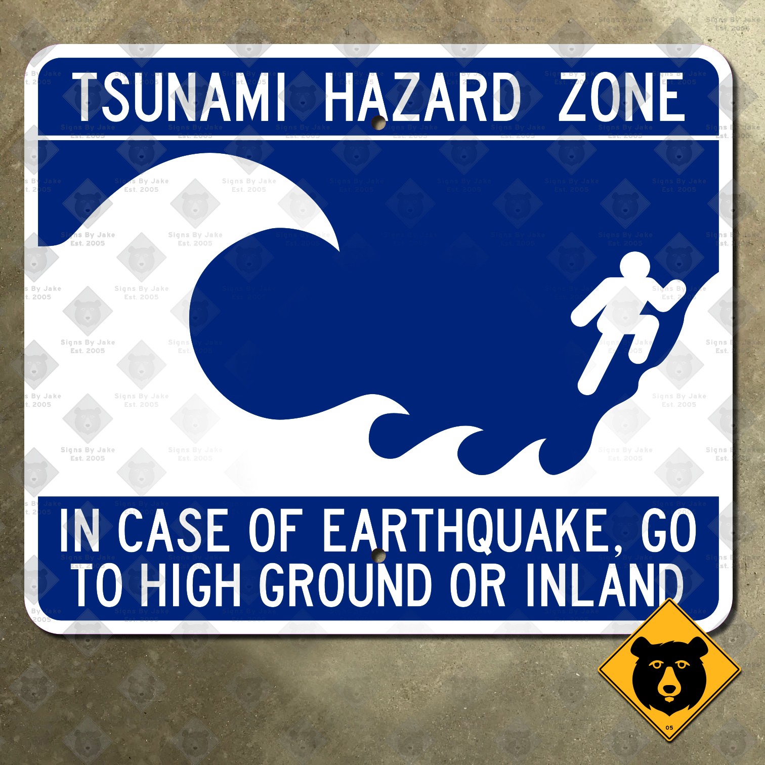 Washington Tsunami Hazard Zone warning highway road sign tidal wave 18×15
