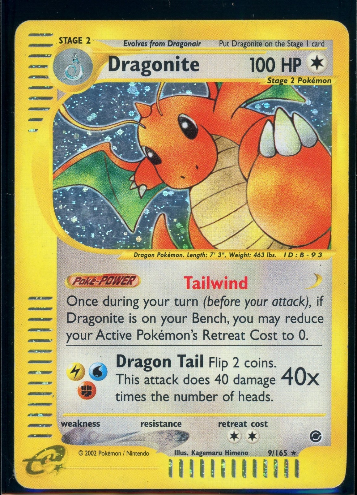 Pokemon EXPEDITION – #9/165 Dragonite – Holo – ENG – Heavily Played