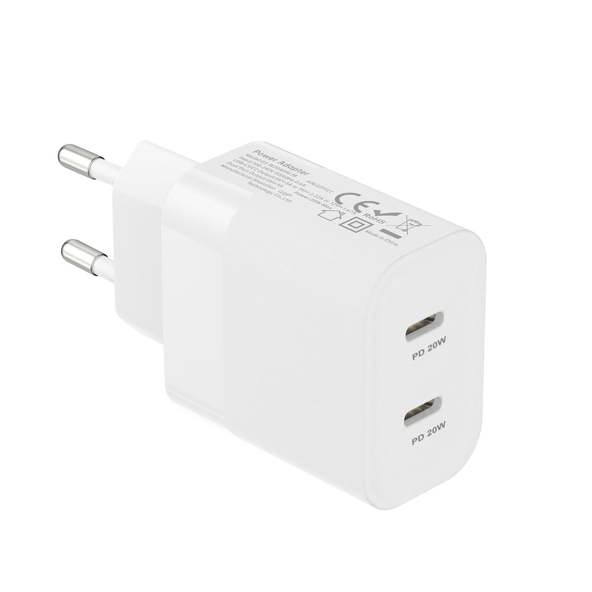 European Dual USB Type C Fast Charger Europe Travel Adapter Block for Apple iPho