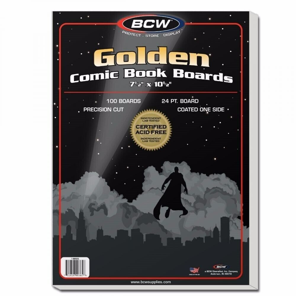 BCW Golden Comic Backing Boards Box of 1000 Wrapped 10 Packs Of 100 Acid Free