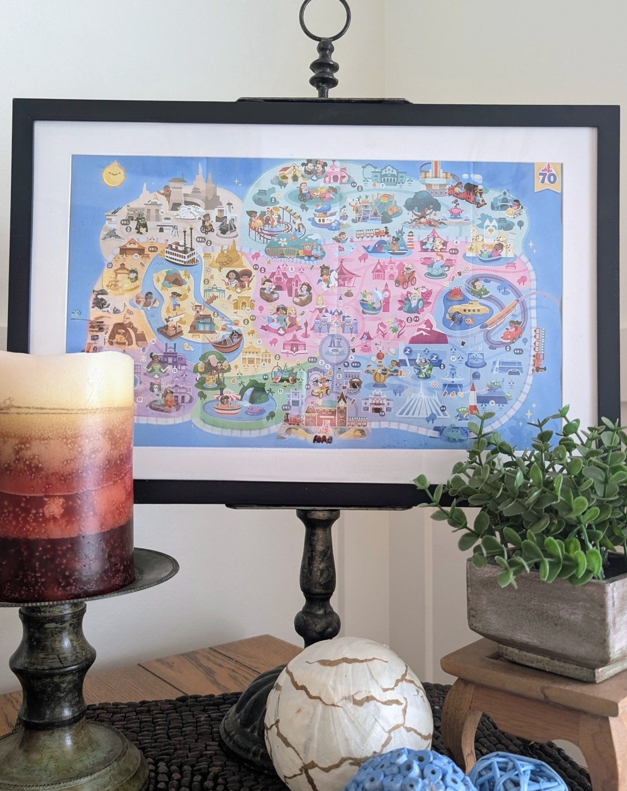 Disneyland 70th Anniversary Guidemap Framed Disney Park Map Wall Art Family…