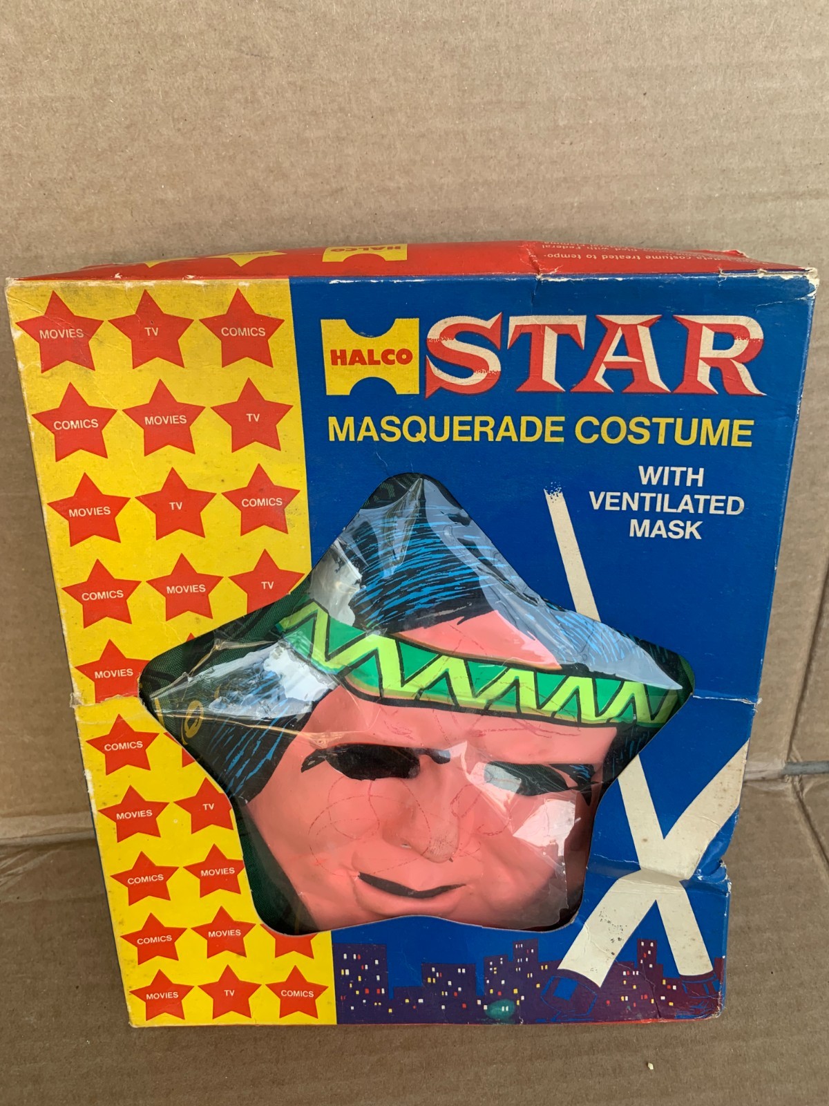 Halco Star Masquerade VTG Costume Tonto Ventilated Mask Native American W/ Box