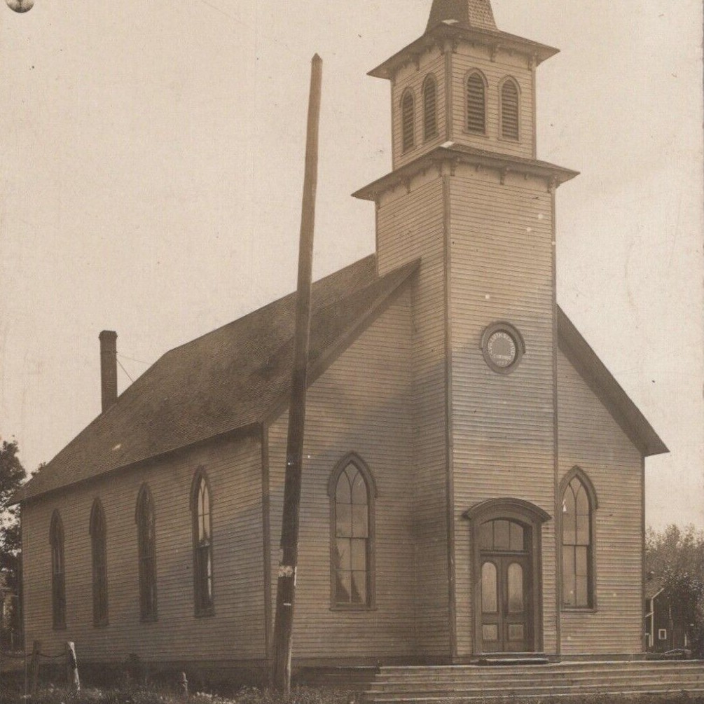 Vintage 1910 RPPC German Lutheran Church Springfield Minnesota Postcard