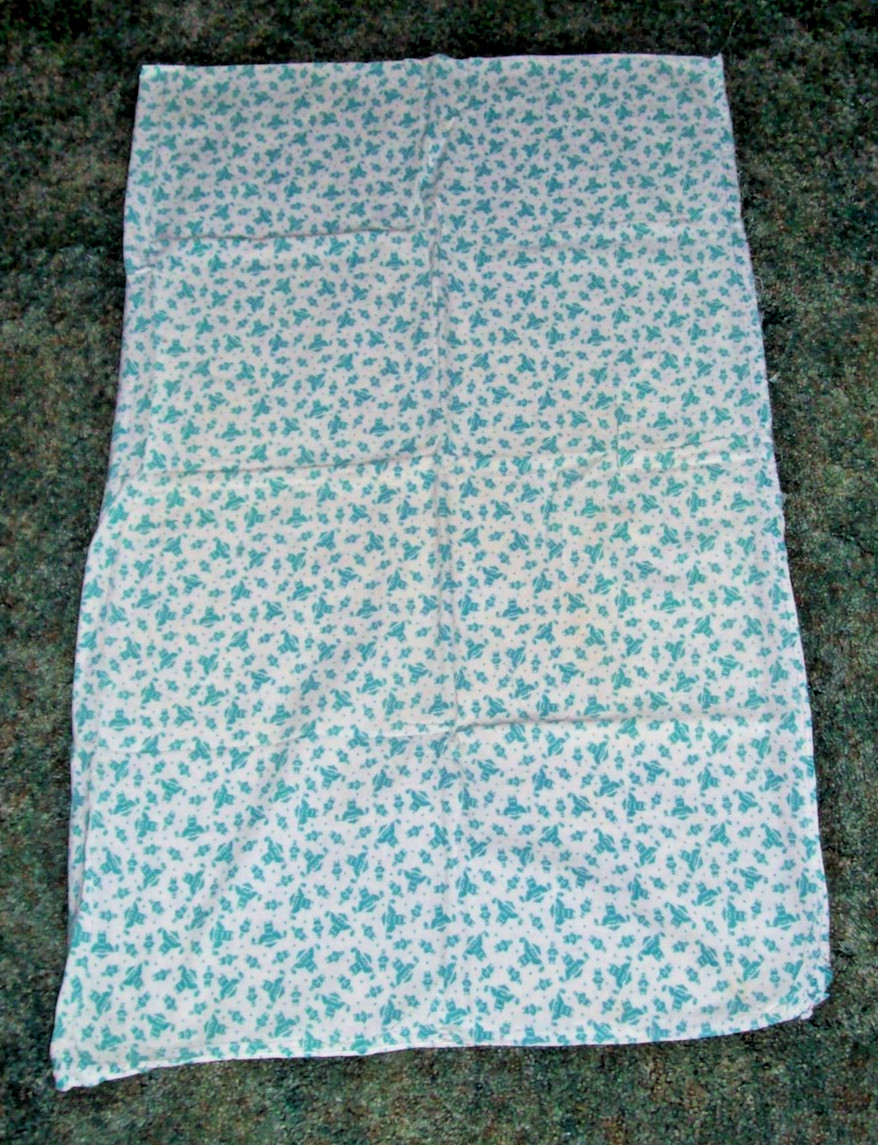 Vtg Feed Sack Fabric Asian People carrying buckets 1930’s-1950’s -37″ x 46″